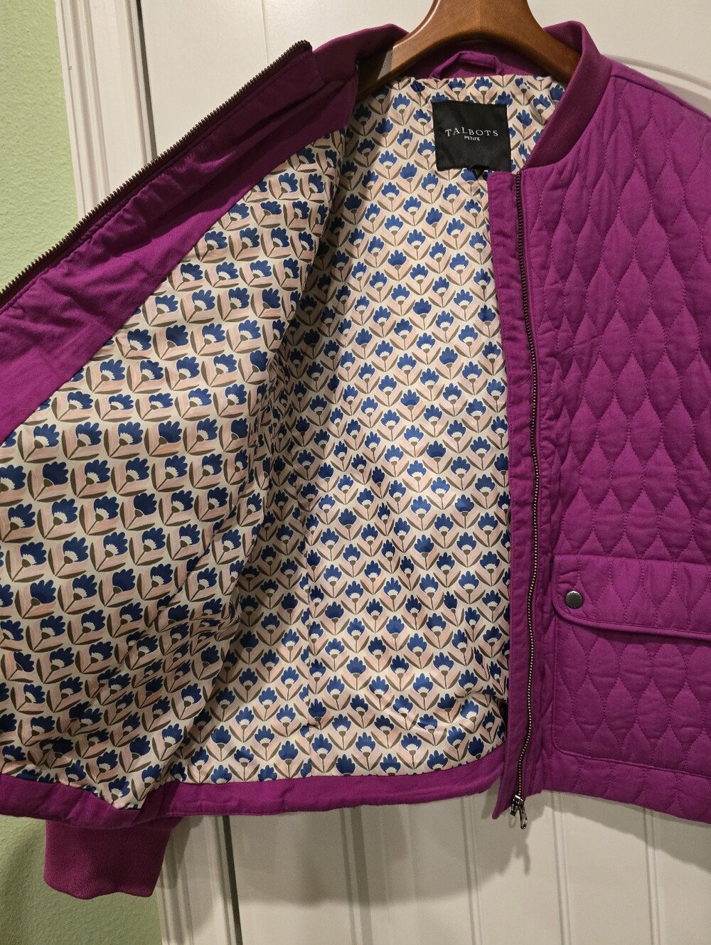 Talbots Quilted Pink Bomber Jacket XLP - Picture 5 of 7